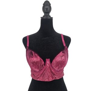 Victoria's Secret Very Sexy Balconet Bra 36C Burgundy Velvet‎ Sparkle Lace